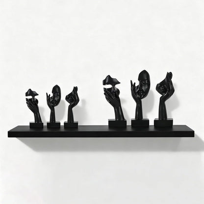 3 Pcs Thinker Small Statue Set - Black Gold Home Decor Abstract Art Figurines for Shelves, Living Room Coffee Table, Office Desktop (3 Pcs Gold, 6")