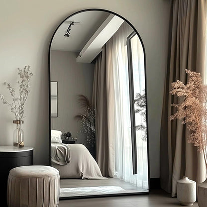 ITSRG Floor Mirror, Full Length Mirror with Stand, Arched Wall Mirror, Gold Floor Mirror Freestanding, Wall Mounted Mirror for Bedroom Living Room, Gold