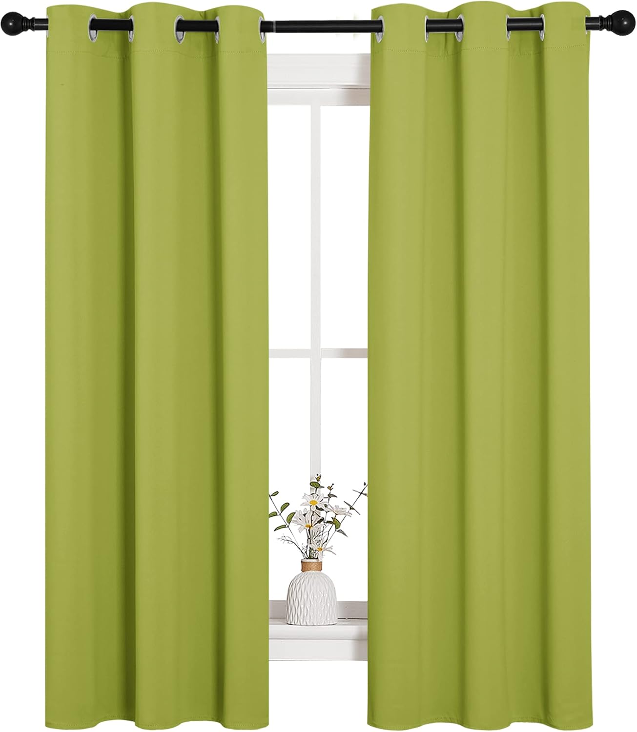 NICETOWN Halloween Pitch Black Solid Thermal Insulated Grommet Blackout Curtains/Drapes for Bedroom Window (2 Panels, 42 inches Wide by 63 inches Long, Black) - Colors B