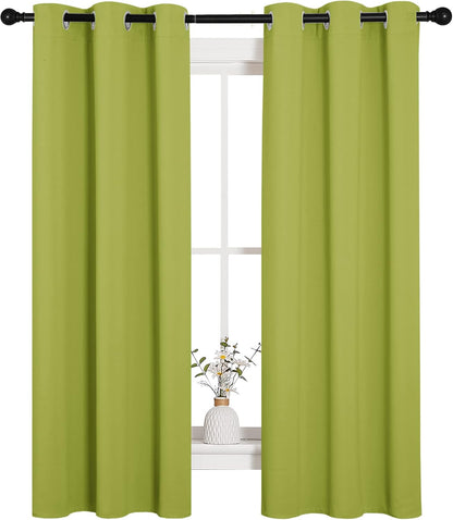NICETOWN Halloween Pitch Black Solid Thermal Insulated Grommet Blackout Curtains/Drapes for Bedroom Window (2 Panels, 42 inches Wide by 63 inches Long, Black) - Colors B