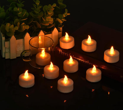 Battery Operated LED Tea Lights: 24PACK Flameless Votive Candles Lamp Realistic and Bright Flickering Holiday Gift Long Lasting 200Hours for Seasonal & Festival Celebration Warm White