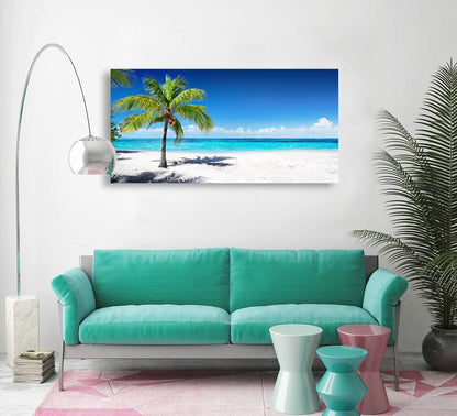Baisuart S02250 Canvas Prints Wall Art Beach Sunset Ocean Waves Nature Pictures Stretched Canvas Wooden Framed for living Room Bedroom and Office