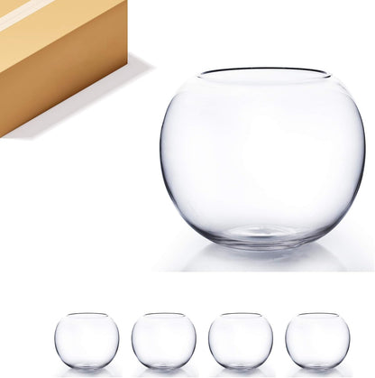 WGV Bowl Glass Vase, Diameter 6", Height 4.5", Open Width 4", (Multiple Sizes Choices) Clear Bubble Planter Terrarium Fish Bowl for Wedding Event Home Decor, 1 Piece (VBW0006A)