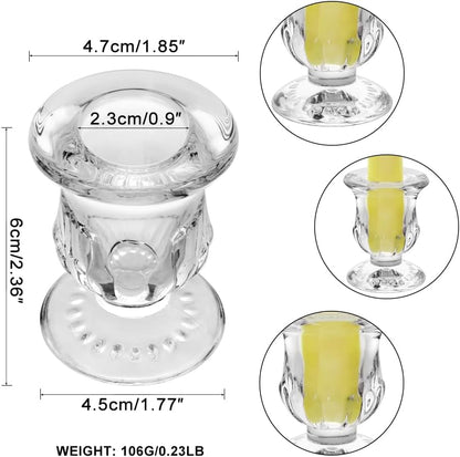 Glass Taper Candle Holder Set of 6 - Clear Crystal Candlestick Holders for Tapered Candles, Elegant Candle Stick Holder Set for Wedding Party Christmas Thanksgiving Festival (6, Transparent)