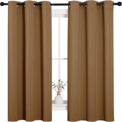 NICETOWN Halloween Pitch Black Solid Thermal Insulated Grommet Blackout Curtains/Drapes for Bedroom Window (2 Panels, 42 inches Wide by 63 inches Long, Black) - Colors A