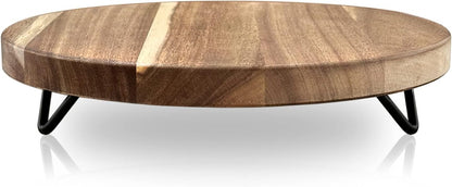 WILDMOS Decorative Round Wood Riser for Display,Pedestal Tray for Home or Kitchen and Bathroom Countertop Organizer,Farmhouse Kitchen Counter Decor Tray. (10-inch)