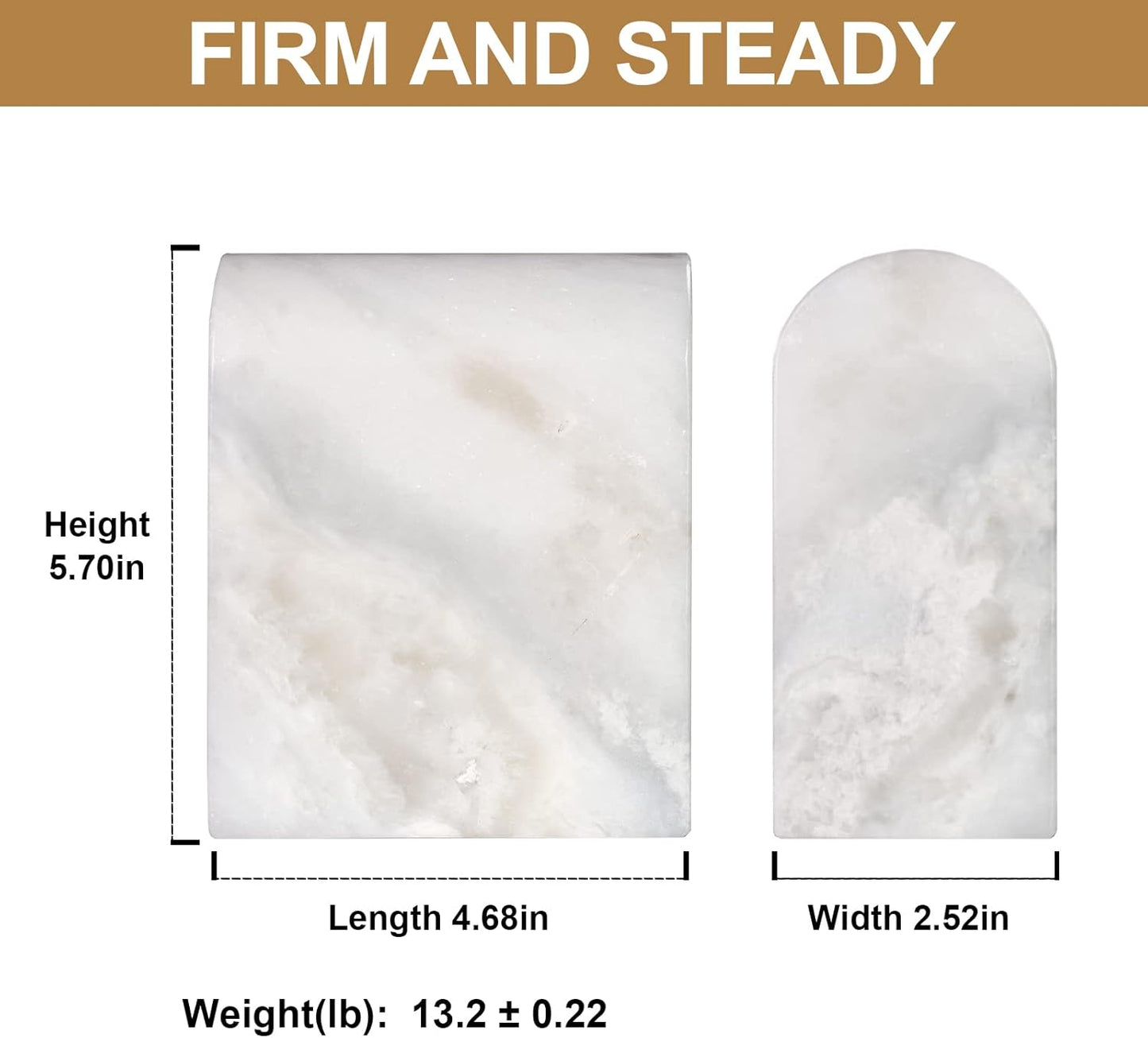 Koville African Natural Marble Bookends for Shelves, Non-Slip Book Ends, 13LBS Ultra Heavy Duty Marble Book Holder Organizer, Apartment Decor for Movies/CD/Video Games(Namib Fantasy)