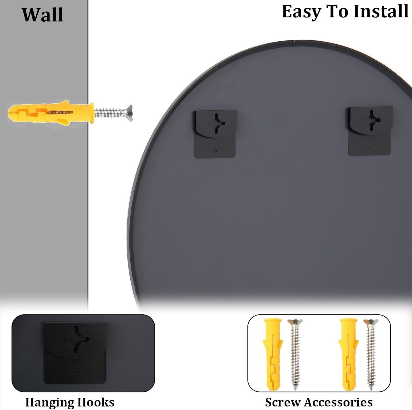 HARRITPURE Round Mirror 30 Black Wall Mounted Circle Mirrors Vanity Mirror with Brushed Aluminum Alloy Frame Modern Decoration for Bathroom, Living Room, Vanity, Bedroom, Entryway