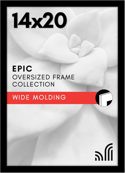 Americanflat 16x20 Picture Frame with Polished Plexiglass - Black Picture Frame - Wide Photo Frames Made of Engineered Wood for Vertical or Horizontal Wall Display - Epic Collection - Black - Colors C
