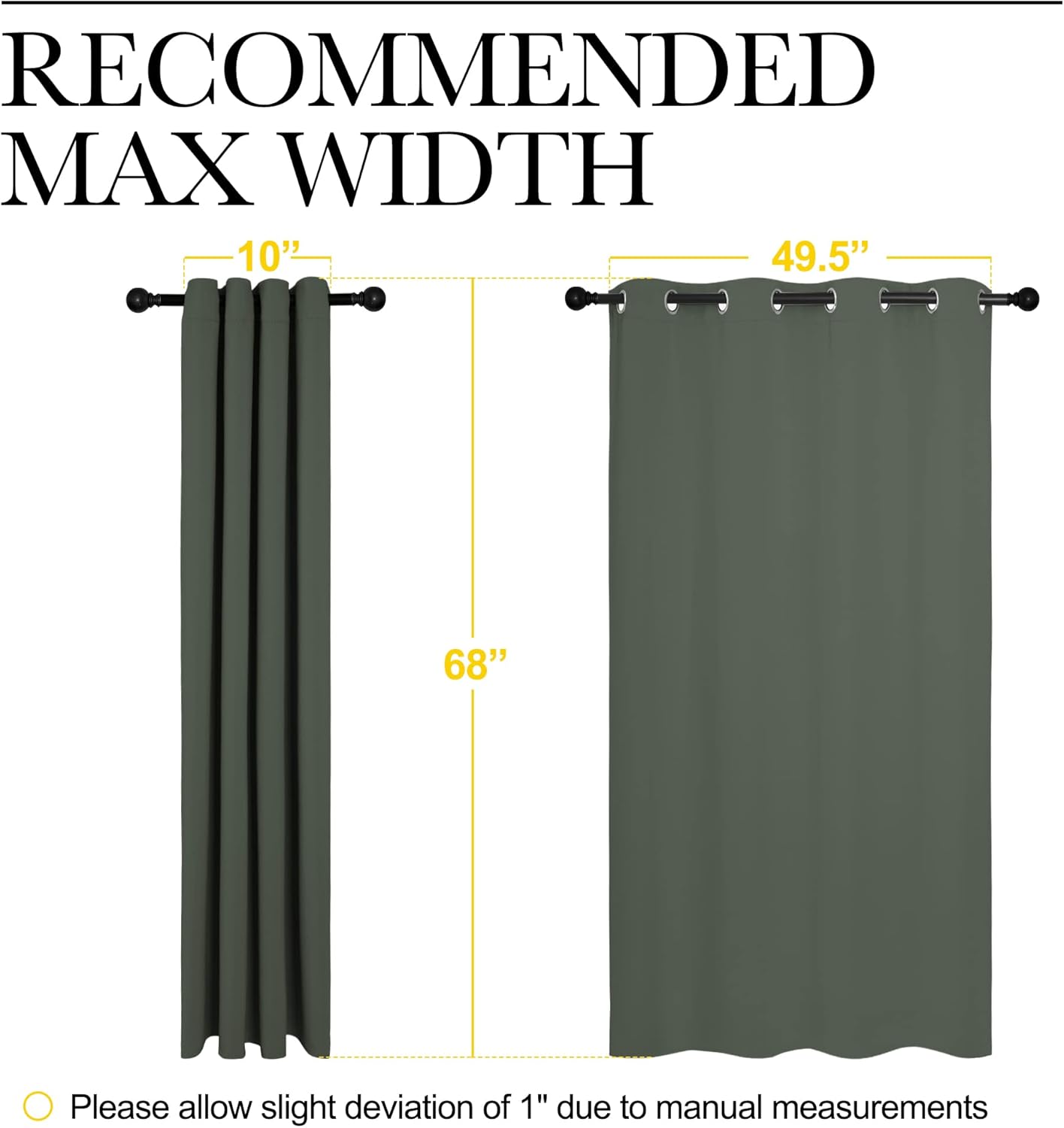 NICETOWN Halloween Pitch Black Solid Thermal Insulated Grommet Blackout Curtains/Drapes for Bedroom Window (2 Panels, 42 inches Wide by 63 inches Long, Black) - Colors C