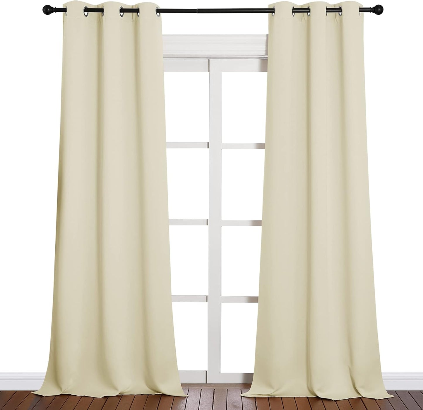 NICETOWN Halloween Pitch Black Solid Thermal Insulated Grommet Blackout Curtains/Drapes for Bedroom Window (2 Panels, 42 inches Wide by 63 inches Long, Black) - Colors C