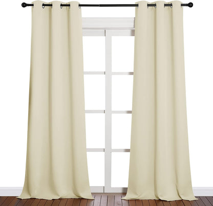NICETOWN Halloween Pitch Black Solid Thermal Insulated Grommet Blackout Curtains/Drapes for Bedroom Window (2 Panels, 42 inches Wide by 63 inches Long, Black) - Colors C