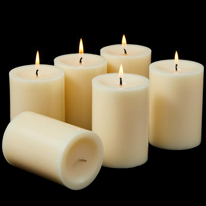 Ashlux 3x4 Inch White Pillar Candles, Set of 3 Wax, 56 Hours Long Burning, Unscented and Dripless Pillar Candles Bulk for Christmas Lights, Wedding, Parties, Spas, Home Decorative