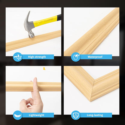 Art3d Pre-Cut Wall Molding Set of 6 pcs, Ready-to-Assemble Wainscoting Panels for Interior Wall Décor Living Room Bedroom Accent Wall - Installed with Glue, 3 Top 3 Bottom