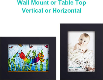 RPJC 5x7 Picture Frames Made of Solid Wood High Definition Glass for Table Top Display and Wall Mounting Photo Frame Black