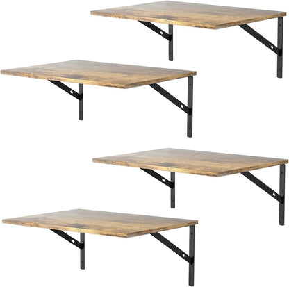 Deep Floating Wall Shelves - 4 Sets of 12 Inch Wide Black Wood Shelves for Bathroom, Bedroom, Kitchen, Living Room