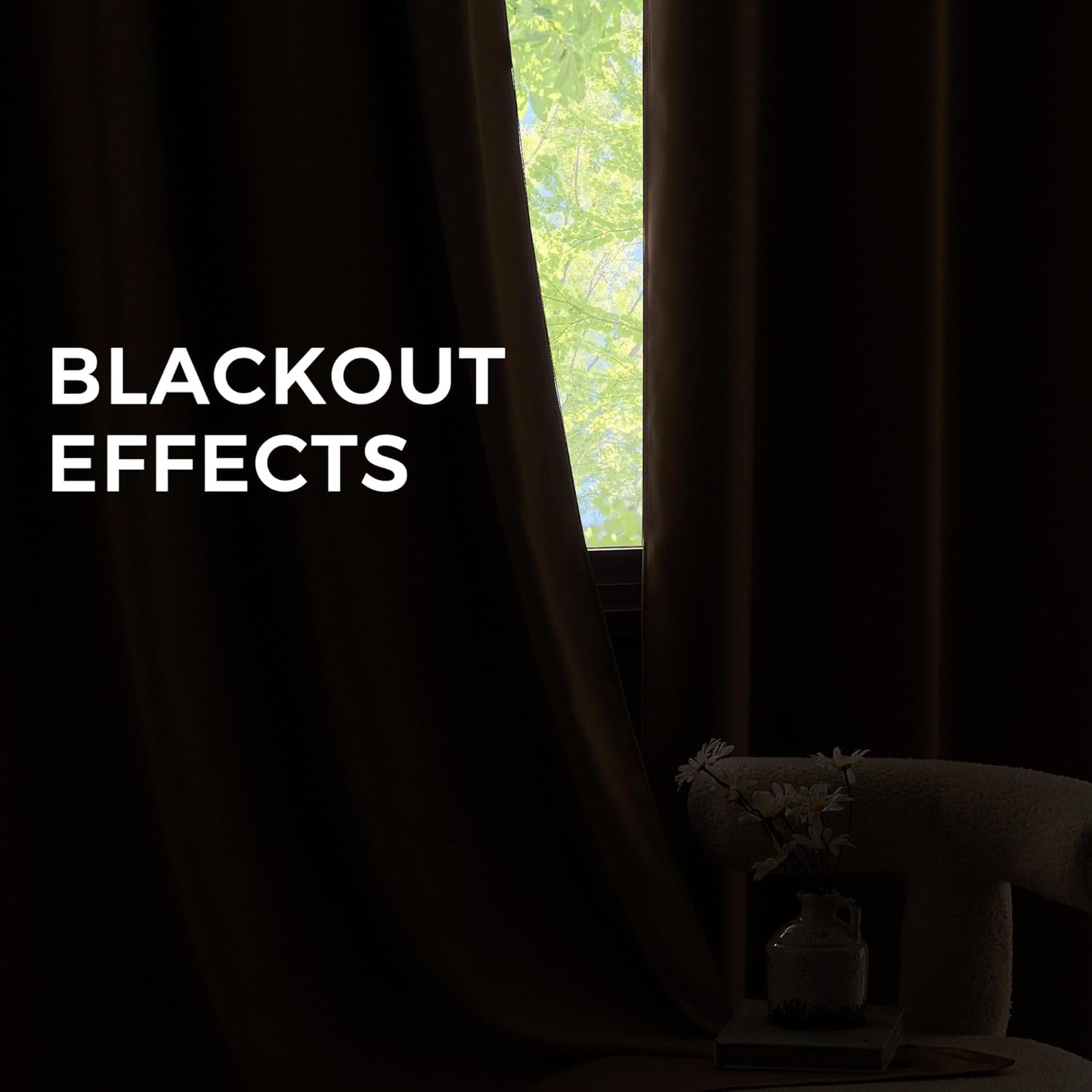 NICETOWN Halloween Pitch Black Solid Thermal Insulated Grommet Blackout Curtains/Drapes for Bedroom Window (2 Panels, 42 inches Wide by 63 inches Long, Black) - Colors E
