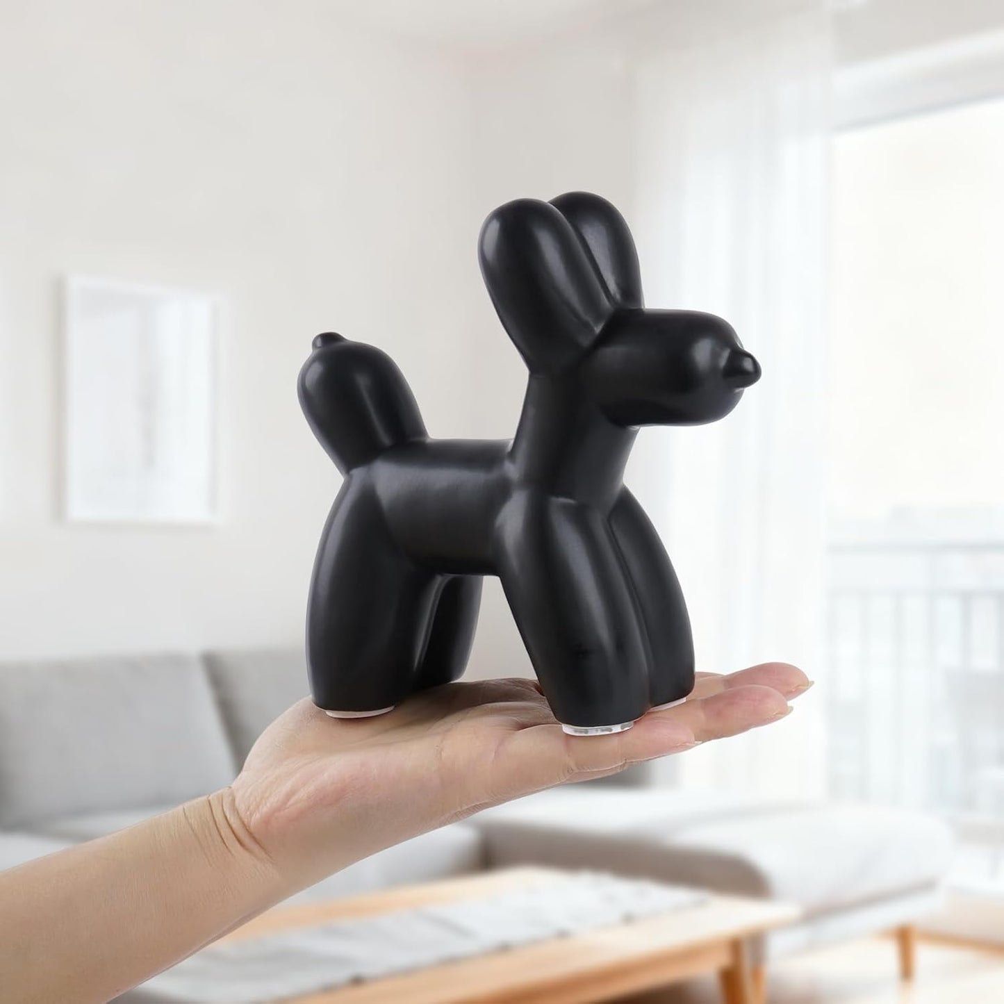 Notakia Cute Ceramics Balloon Dog Statue Crafts Gold Living Room Desktop Decorations,Handmade Modern Small Ceramic Animal Statue Ornament Gold Home Decor Accents