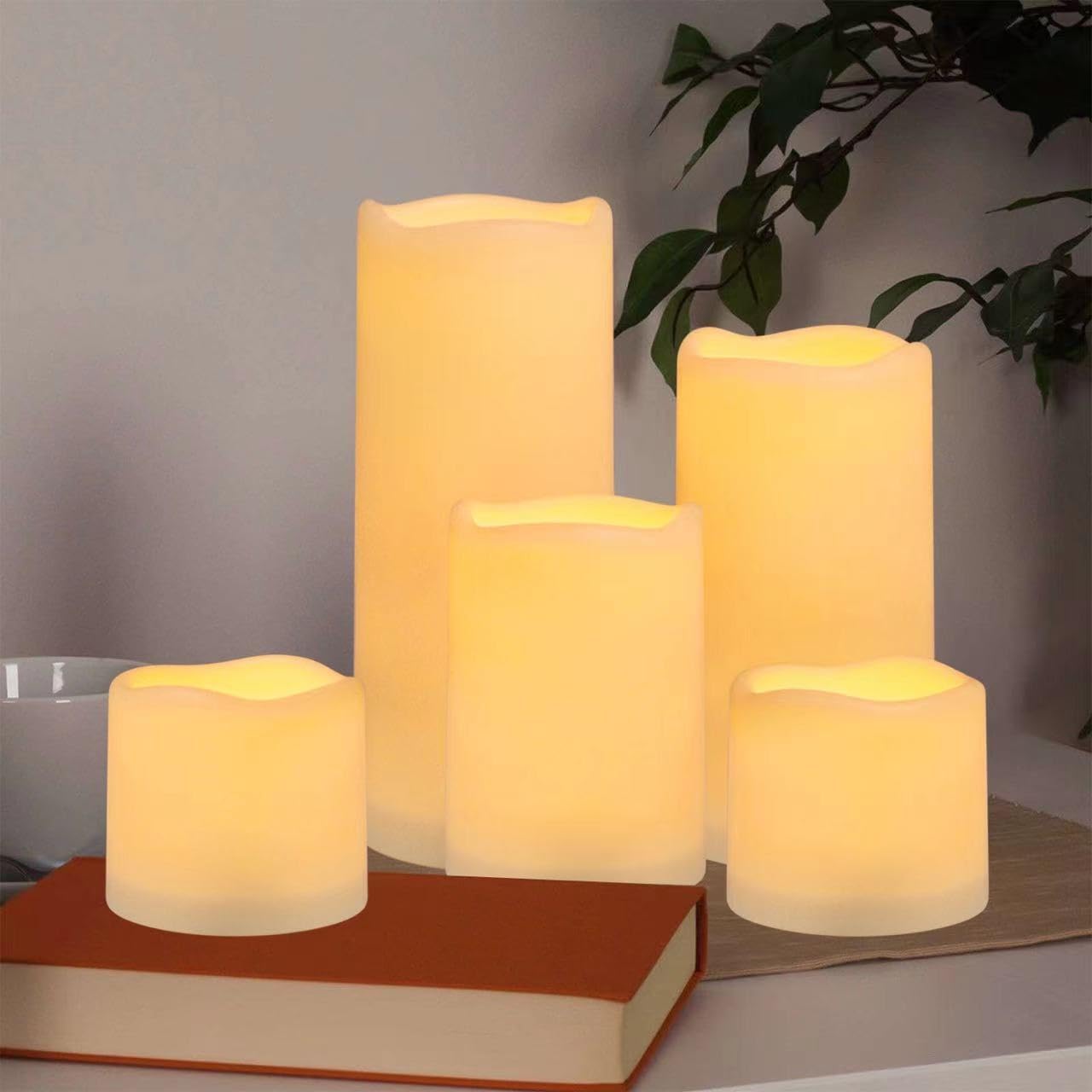 Enpornk Set of 24 Flameless Led Battery Opeated (D2.2'' x H4''5''6'') Waterproof Outdoor Indoor Candles with 10-Key Remotes and Cycling 24 Hours Timer