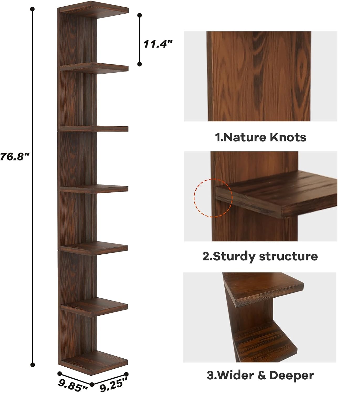 LitaEther Versatile 7 Tier Wall Shelf Unit,White Lack Wall Shelf,Display Floating Shelf with LED Remote Control Light