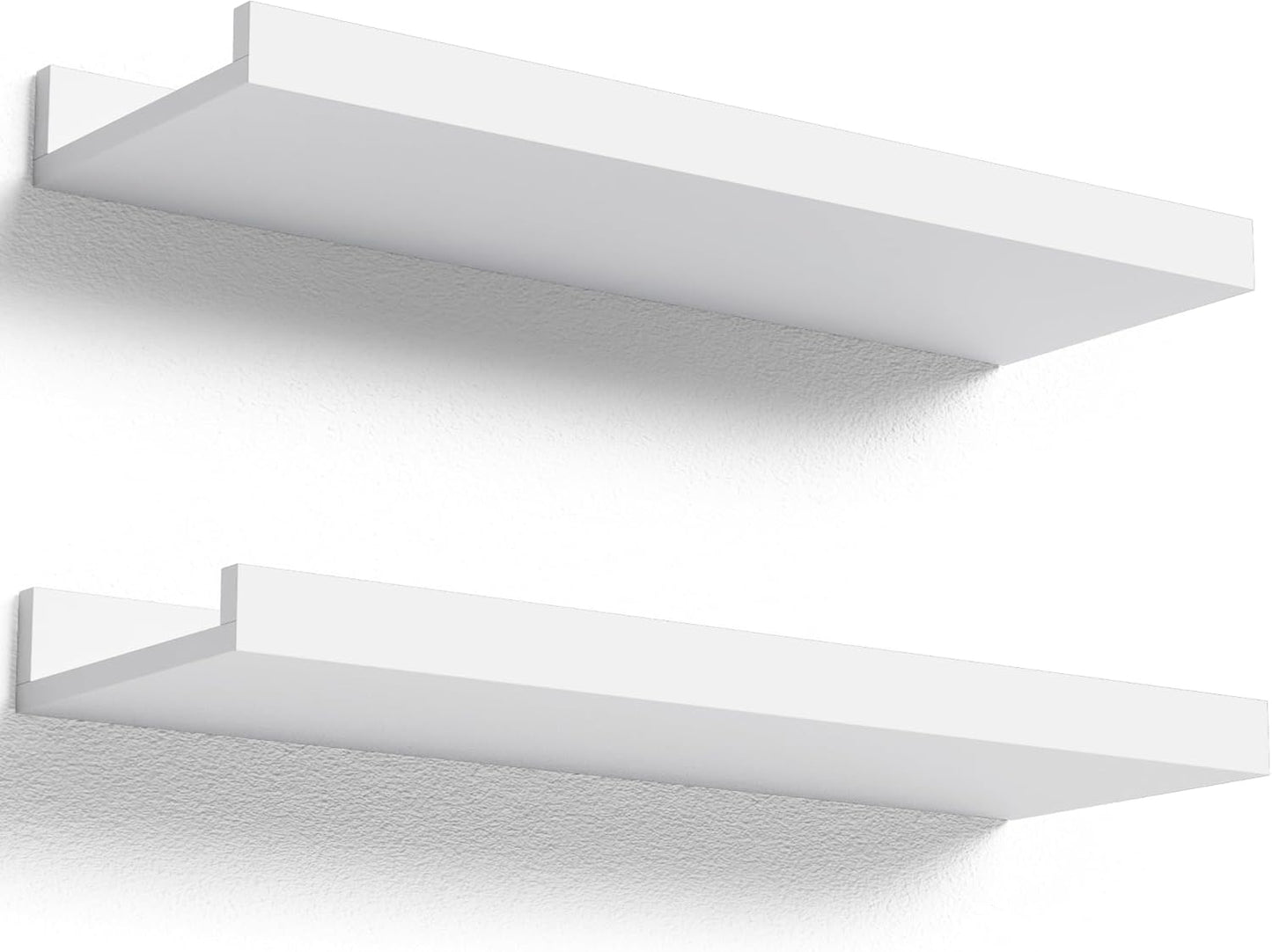 Boswillon Floating Shelves Wall Mounted Set of 2, Modern Black Wall Shelves for Storage with Lip, Display Picture Ledge Shelf for Wall Decor Bedroom Living Room Bathroom Kitchen