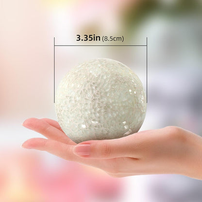 3Pcs Mosaic Glass Orbs Decorative Balls Set 8.5cm/3.35inch Blue Sphere Wedding Party Home Decor Table Centerpiece
