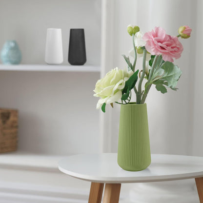 White Ceramic Vase, GUKJOB Small Cute Flower Vase for Pampas Grass, Home, Living Room, Dining Table, Farmhouse, Office Decor, Bedroom, Table, and Kitchen Shelf (White)
