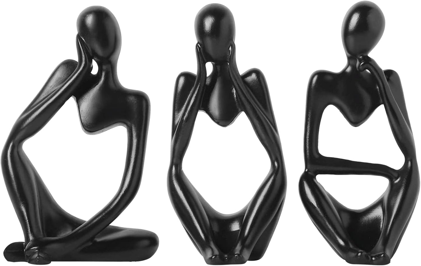 BrownLove 3pcs Decor White Thinker Statue Abstract Art Sculpture，Resin Collectible Figurines for Home Living Room Office Shelf Decoration