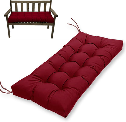 MTMR Outdoor Bench Cushion-44X19 Water-Repellent Tufted Porch Swing Cushions with High Elasticity PP Cotton and Ties Fade-Resistant Patio Outdoor Chair Cushion for Bench Furniture, Indoor Seat Cushion
