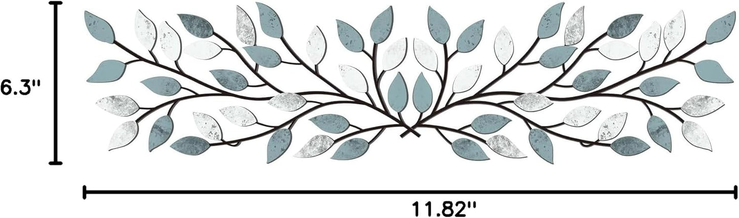 Hotop 2 Pieces Metal Tree Leaf Wall Decor Vine Olive Branch Leaf Wall Art Wrought Iron Scroll Sculptures Above the Bed, Living Room, Outdoor Decoration (Classic Style,Black)
