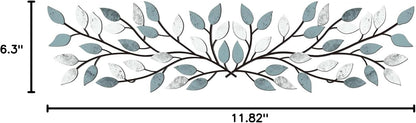 Hotop 2 Pieces Metal Tree Leaf Wall Decor Vine Olive Branch Leaf Wall Art Wrought Iron Scroll Sculptures Above the Bed, Living Room, Outdoor Decoration (Classic Style,Black)