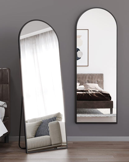 ITSRG Floor Mirror, Full Length Mirror with Stand, Arched Wall Mirror, Gold Floor Mirror Freestanding, Wall Mounted Mirror for Bedroom Living Room, Gold