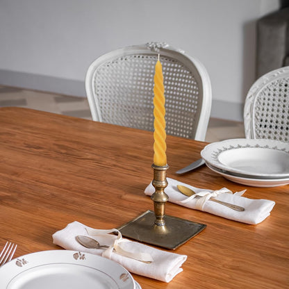 Beeswax Taper Candles Set of 4,Spiral Taper Candle Dripless Short Candle Sticks for Dinner Wedding Party Christmas Home Decorations - 7 inch in Height- Off White