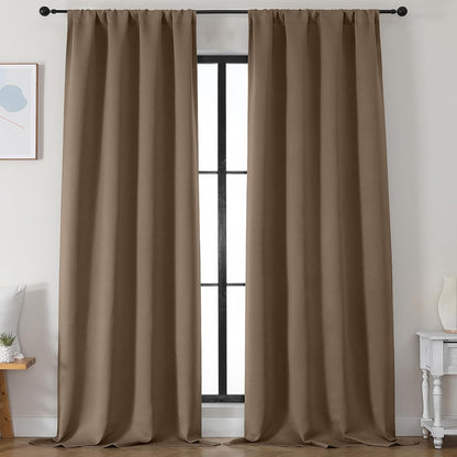 Simplebrand Ava Sage Green Blackout Curtains for Bedroom 63 Inch Length 2 Panels Set, Solid Thermal Insulated Energy Saving Rod Pocket Window Treatment Curtains Blackout Drapes, W40 x L63 Inch, Sage - Colors B