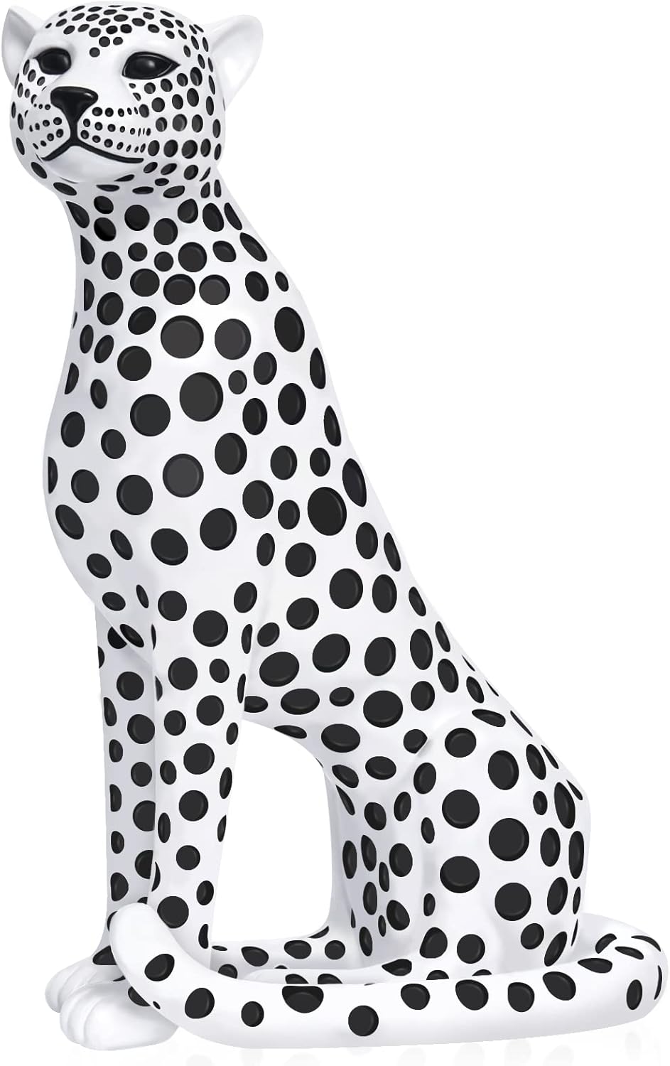 Quoowiit Bird Figurine, Modern Sculpture and Statues for Home Decor, Animal Statues for Bookshelf, Table, Entryway, Fireplace, Resin Decorative Sculpture with Chic Polka Dots Art Design (White)