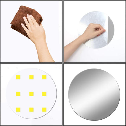 7.87" Round Wall Mirror Tile Self Adhesive Acrylic Mirror Sheet Sticker for Bathroom, Bedroom, Door, Home Decor