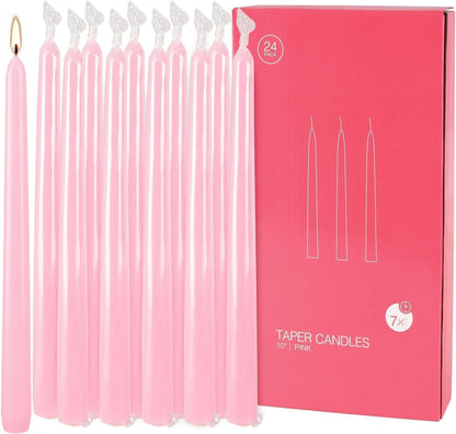 30-Pack 10-Color Taper Candles - 10 Inch Dripless & 10-Hour Burn｜Wedding/Birthday/Home Decor with Premium Wax