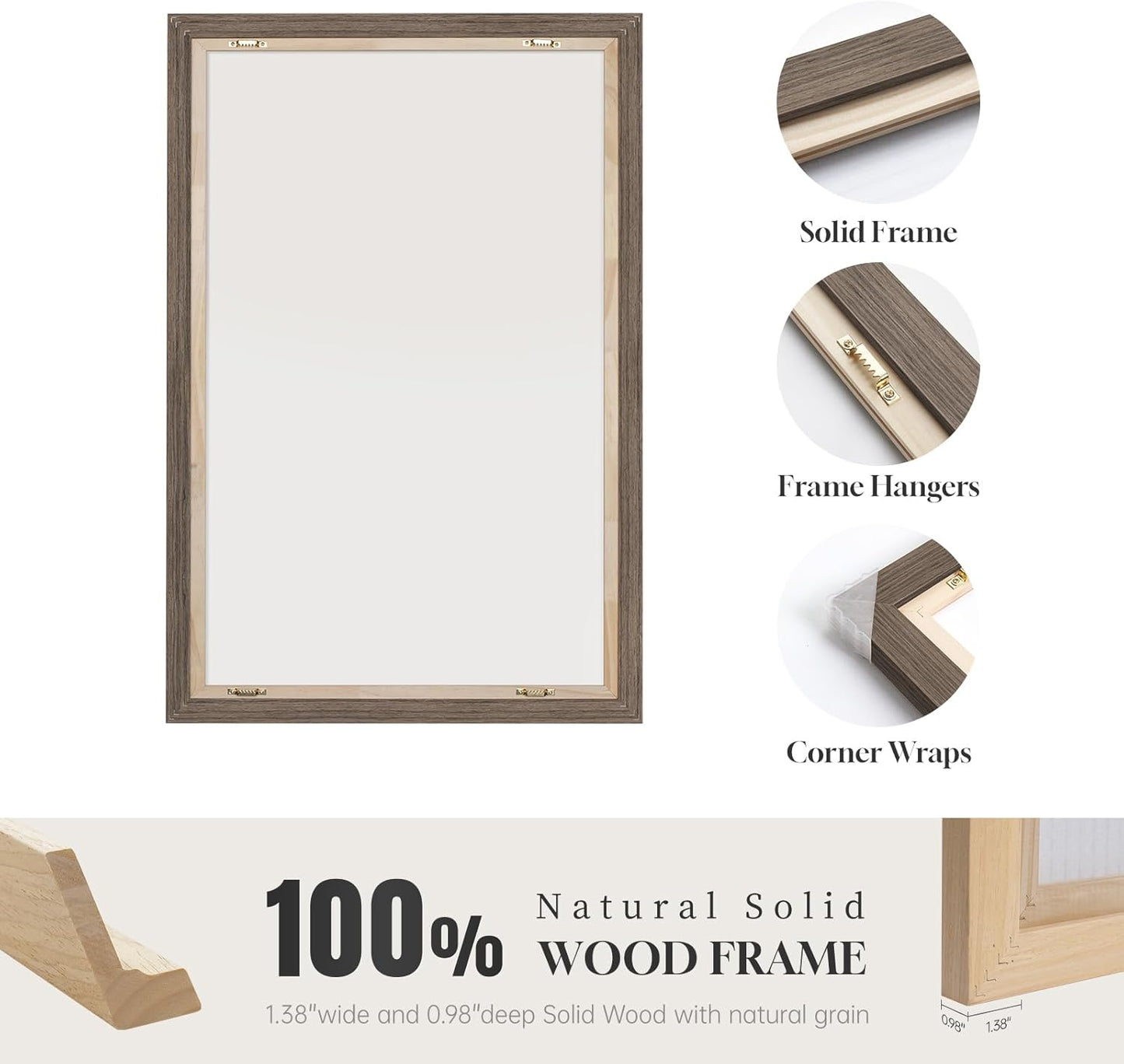 Large Framed Neutral Abstract Wall Art for Living Room, 3 Piece Modern Canvas Prints Paintings Artwork for Walls, Black and Beige Pictures for Living Room Hallway Stair Office Wall Decor 24x36 Inch