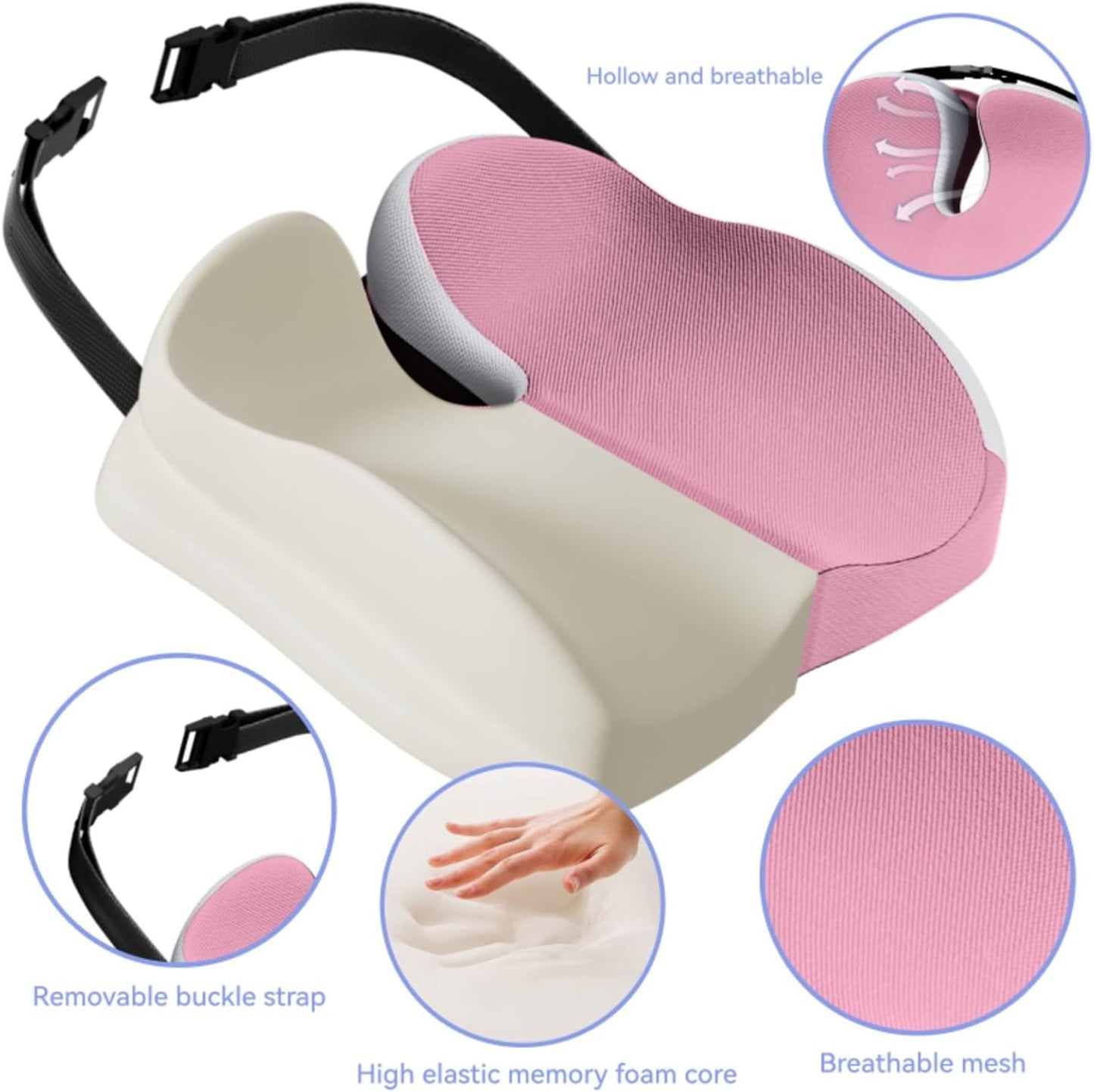 Seat Cushions for Office Chairs Wheelchair Cushion for Long Sitting Back Pain，Memory Foam Seat Car Computer Desk Chair Cushion，Coccyx Cushion for Tailbone Pain Relief Cushion Office Chair Black