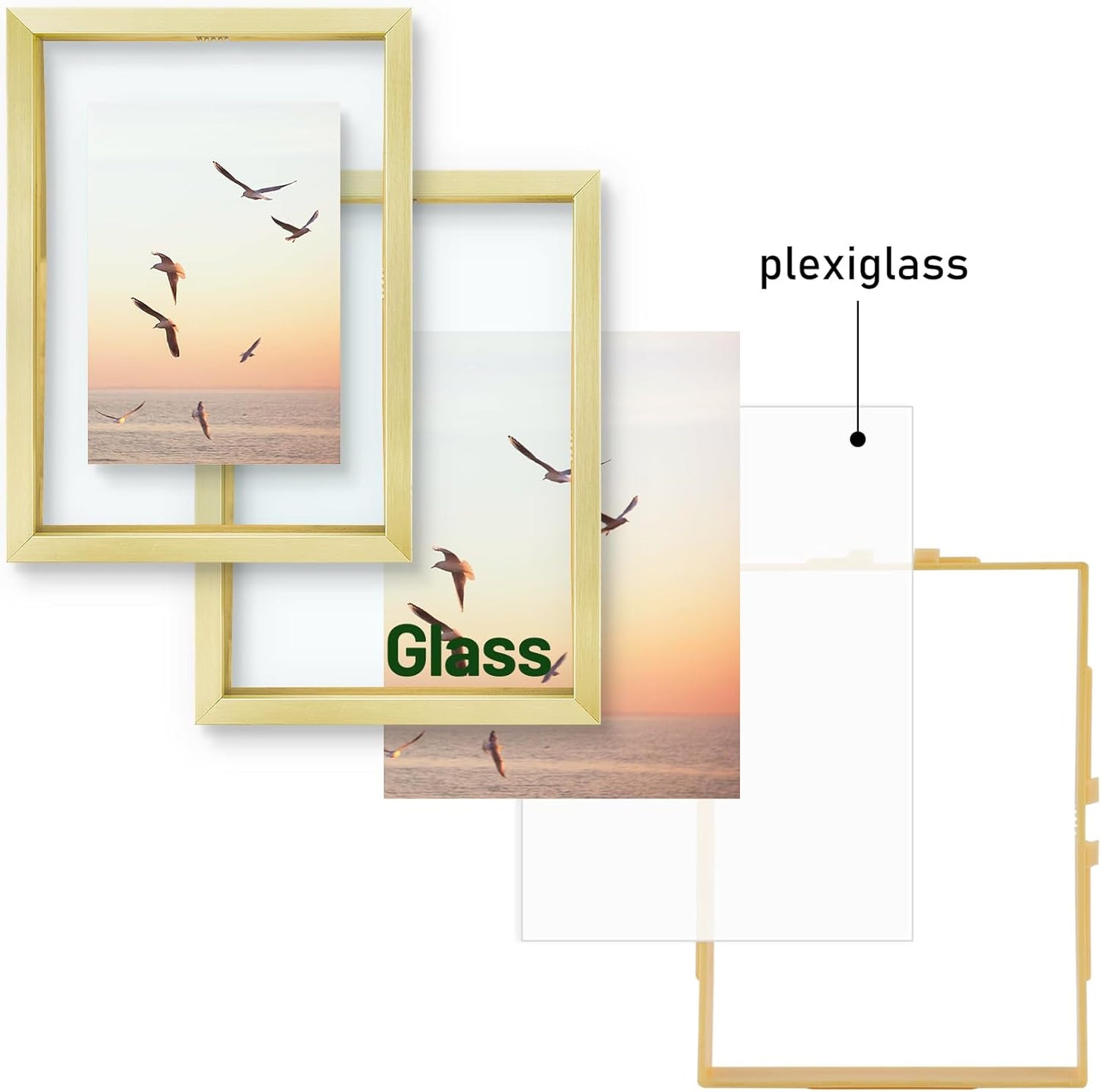 Frametory, Floating Picture Frame 12x16 - Black Aluminum Metal Photo Frame - Real Glass of Front - for Wall Mount Display
