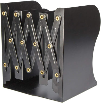 Aobopar Adjustable Book Ends, Metal Bookends for Heavy Books, Desk Book Holder for Shelves, Book Organizer for Desk, Suitable for Office, Home and School Use (Black)
