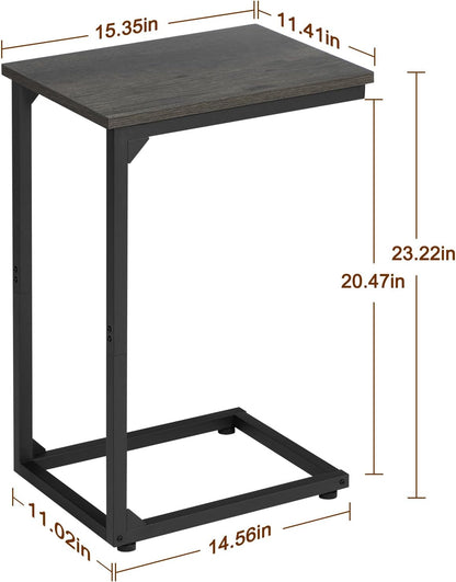 AMHANCIBLE C Shaped Side Table, End Tables Living Room Set of 2, Slide Under Couch Table for Sofa, TV Trays for Bedroom, Small Space, Rustic Brown HET02CBR