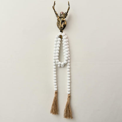OMISHE 59in Wood Bead Garland with Tassels, Decorative Beads, Farmhouse Wooden Beads Garland for Wall Hanging Home Festival Decor, Aqua, Teal