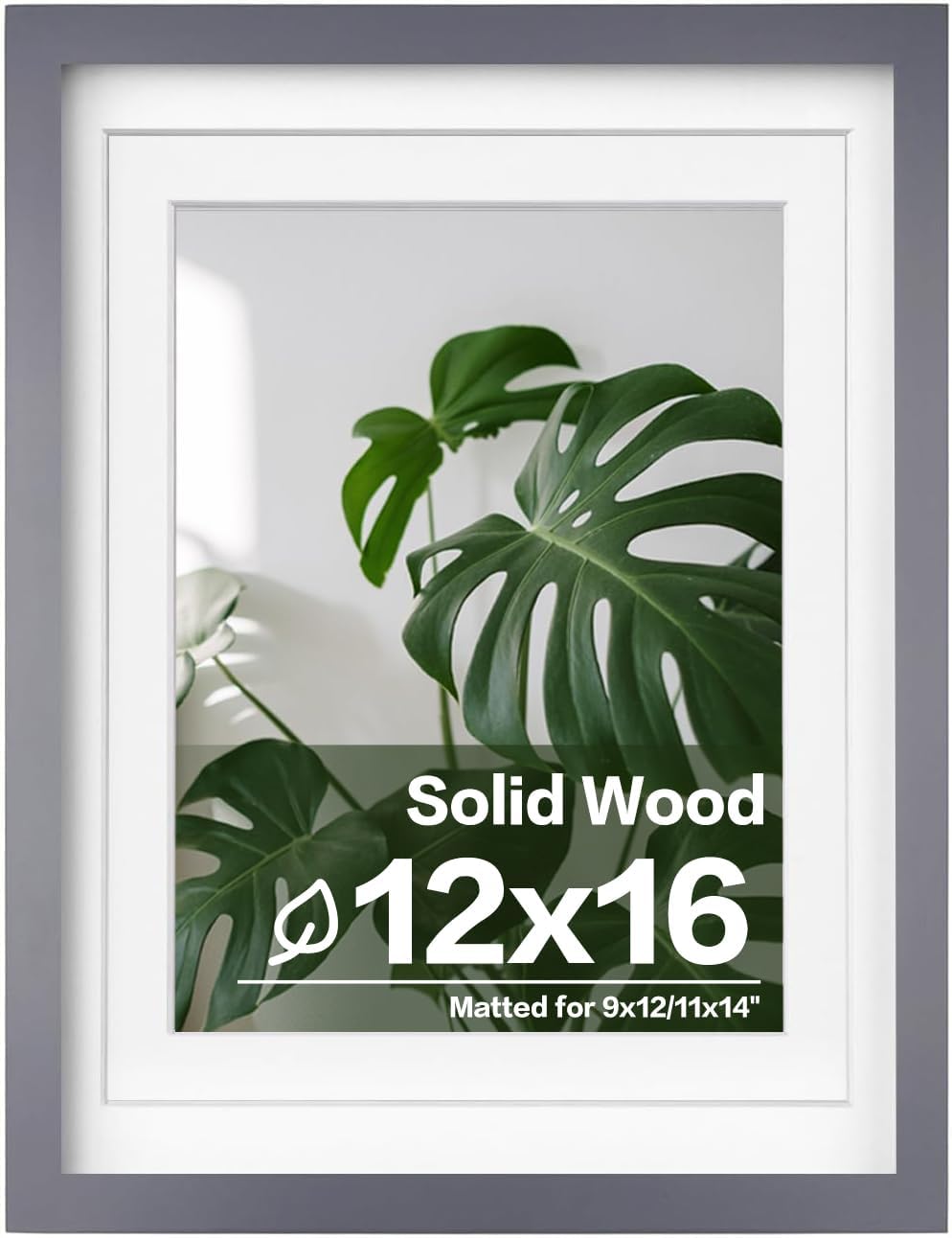 Egofine 12x16 Picture Frame Black, Covered by Plexiglass Made of Solid Wood, Display Pictures 9x12 and 11x14 with Mat or 12x16 Without Mat, for Wall Mounting Photo Frame - Colors B