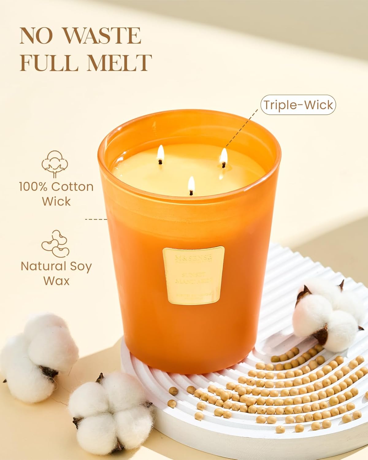 M&SENSE Jasmine Candles Highly Scented 3 Wick 35oz 150 Hours Burn Extra Large Jar Candles for Women, Natural Soy Wax Aromatherapy Candle for Stress Relief, Meditation, Yoga, Spa - Colors A