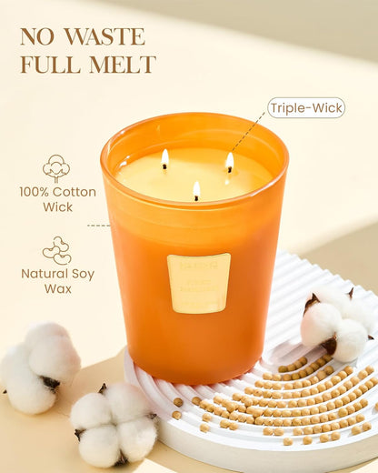M&SENSE Jasmine Candles Highly Scented 3 Wick 35oz 150 Hours Burn Extra Large Jar Candles for Women, Natural Soy Wax Aromatherapy Candle for Stress Relief, Meditation, Yoga, Spa - Colors A