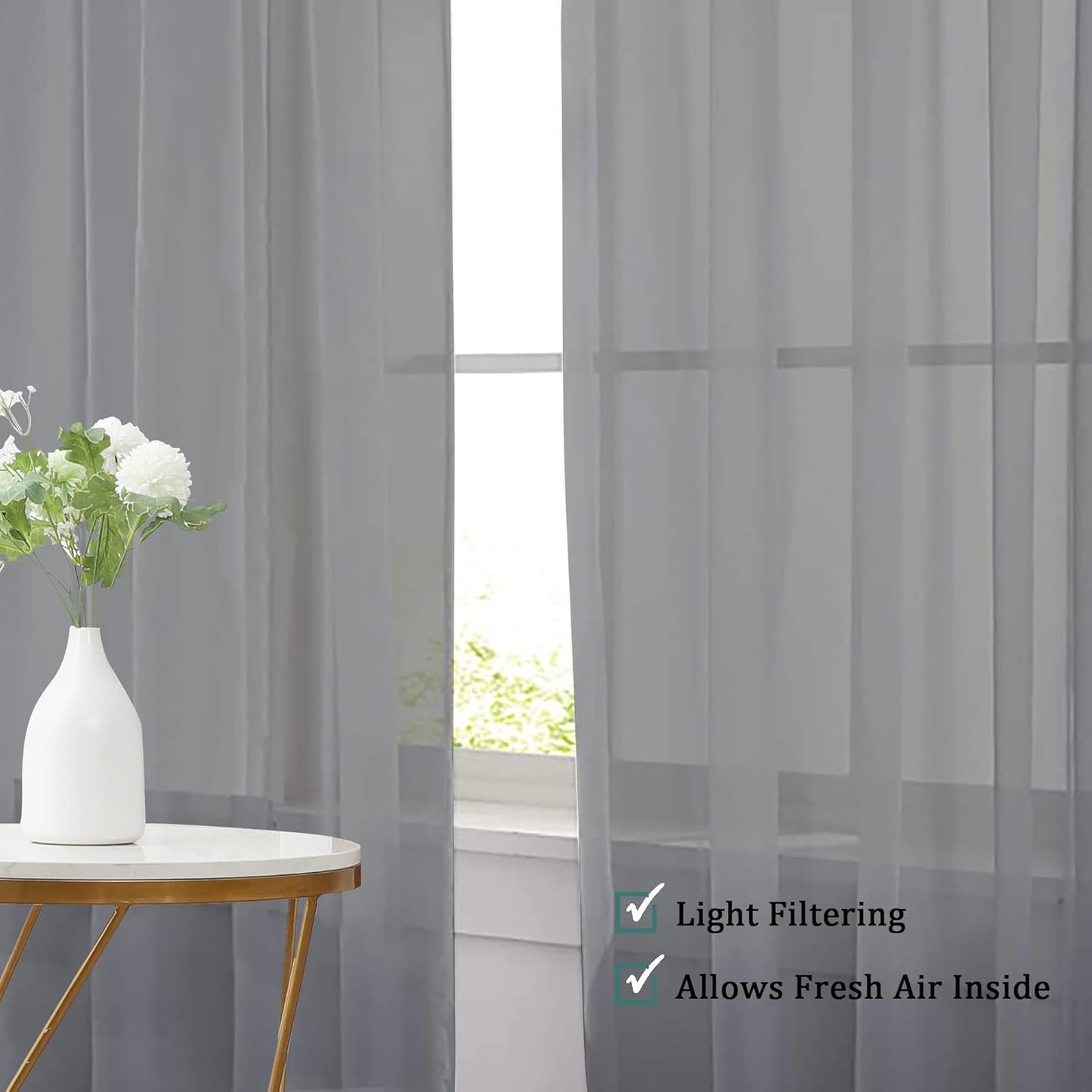 Chyhomenyc Sheer White Valances for Windows 2 Pack, Small Window Curtains for Living Room Bathroom Cafe Laundry Basement, Modern Top Dual Rod Pocket Voile Curtain, 42W x 14L inches, White - Colors C