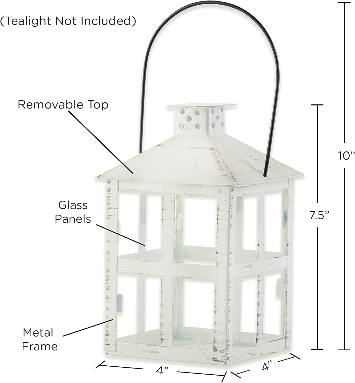 Kate Aspen Rustic Farmhouse Decor White Candle Holder Lantern Decorative (5 Inch), Wedding Decoration, Centerpiece Table Decorations, Home Decor, Shelf Decor, Fireplace Lantern