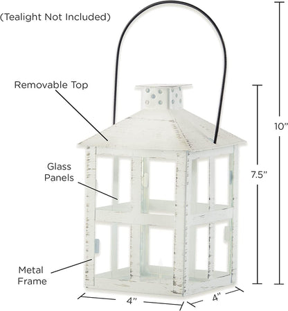 Kate Aspen Rustic Farmhouse Decor White Candle Holder Lantern Decorative (5 Inch), Wedding Decoration, Centerpiece Table Decorations, Home Decor, Shelf Decor, Fireplace Lantern