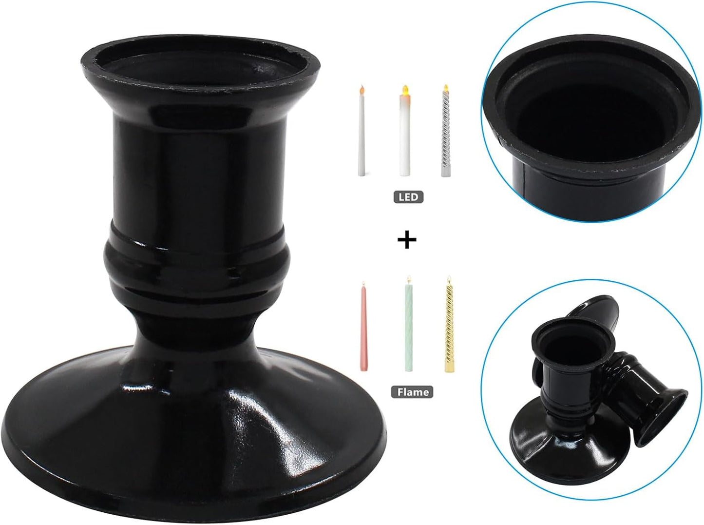 Waziaqoc 24Pcs Gold Taper Candle Holders, Plastic Candlestick Holders Only for Flameless LED Candle Decorative Pillar Candle Holder for Christmas Wedding Anniversary Dinner Party